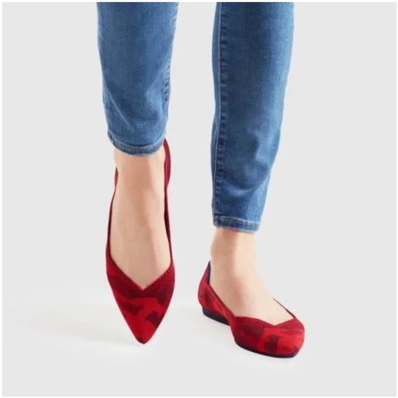 Rothy’s The Point Red Camo Pointed Toe Flats (Retired Print) - Picture 2 of 12